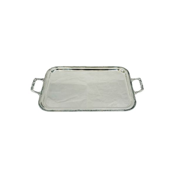 Rectangular Tray with Handles in Medium IMPERO Silver Alloy.