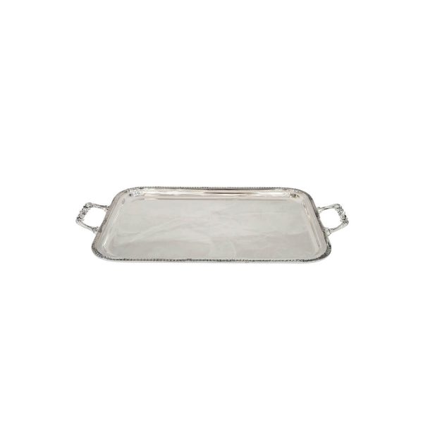 Rectangular Tray with Handles in Medium IMPERO Silver Alloy.