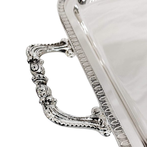 Rectangular Tray with Handles in Medium IMPERO Silver Alloy.