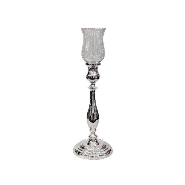 Silver Candlestick with Wind Guard
