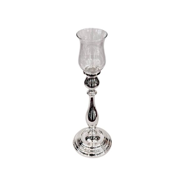 Silver Candlestick with Wind Guard