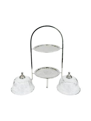 Two-Tier Cake Stand with Crystal Domes