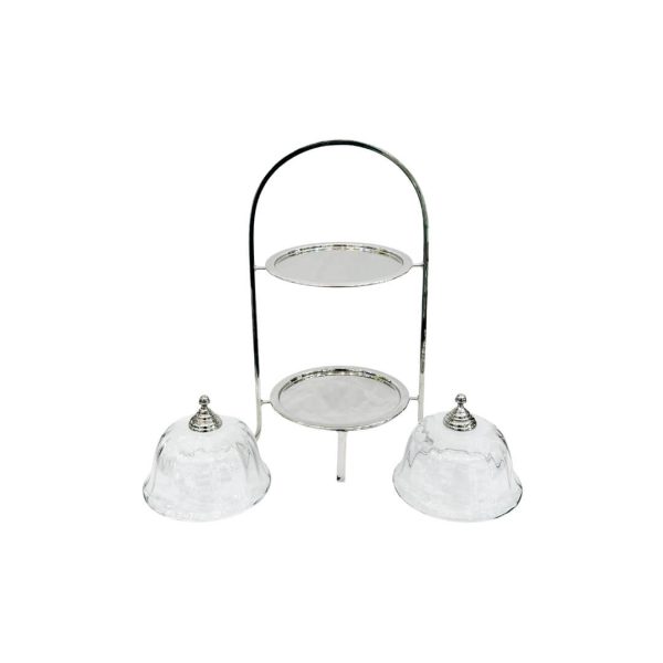 Two-Tier Cake Stand with Crystal Domes