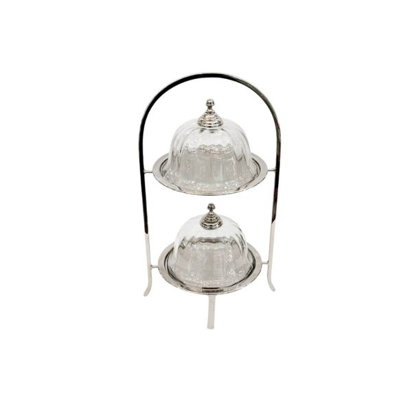 Two-Tier Cake Stand with Crystal Domes