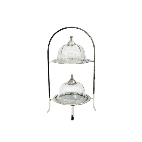 Two-Tier Cake Stand with Crystal Domes